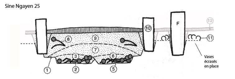 Hautausten sijoittuminen yhteen Sine Ngayènen kehistä (Laporte, L. & Bertin, F. et al. 2009: fig 7).